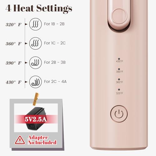 CARESKY® Cordless Curling Iron Brush, Portable Travel Curling Iron with Safety Lock, Rechargeable Heated Round Brush with 200 Million Negative Ions, 1 1/5 inch Battery Hair Curler Brushfor Styles