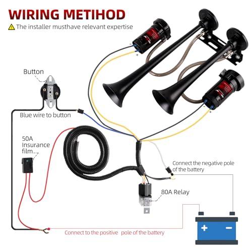 12V Dual 2-Trumpet Metal Air Horn for Truck with 2 Compressors