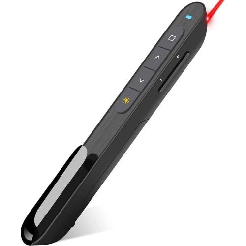 Wireless Presenter, Hyperlink Volume Control Presentation Clicker RF 2.4GHz USB PowerPoint Clicker Presentation Remote Control Pointer Slide Advancer (Black)