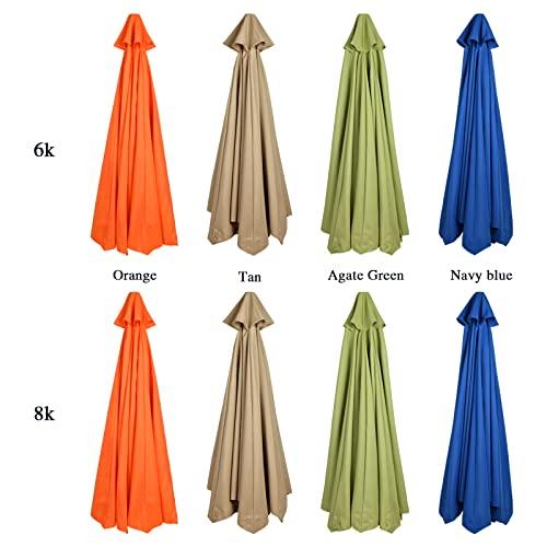 Replacement Umbrella Canopy for 10ft 6 Rib Patio Umbrella Fabric Replacement Outdoor Market Umbrella Top (Canopy Only)(Tan)