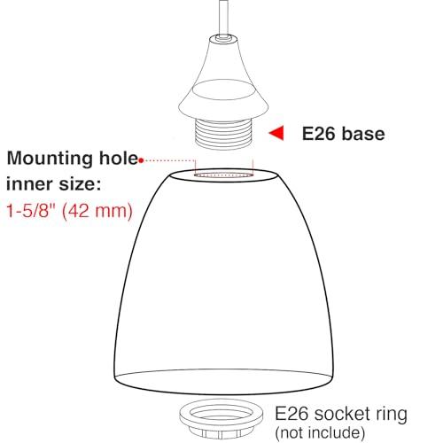 3 Pack Clear Seeded Bubble Bell Glass Lamp Shade Replacement, 1-5/8 Fitter