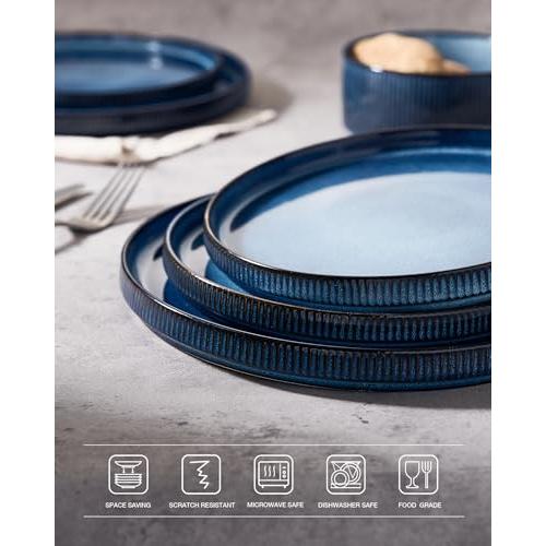 famiware Star 10/8 inches Dinner Plates Set for 6, Nebulas Blue