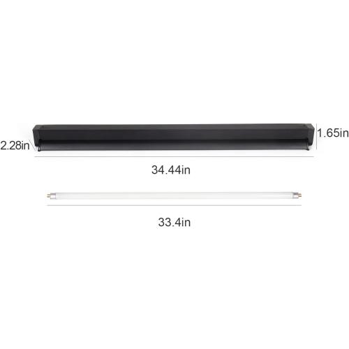 REPTI ZOO 39W Reptile T5 HO UVB Lighting Combo Kit, 34 Light Fixture Reptile Terrarium Hood, with Detachable Curved Reflector and 5.0 UVB T5 Lamp Bulb, ETL certificated