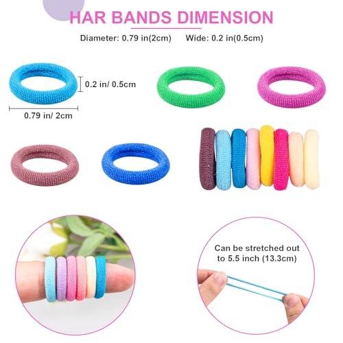 TVINLIK 350 PCS Multicolor Cotton Hair Ties，Soft Seamless Hair Bands | Small Baby Hair Elastics for Kids and Girls, No Crease Finger Ponytail Holders (20 Colors)