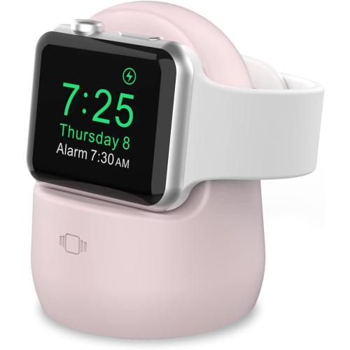 AhaStyle iWatch Stand Silicone Charging Dock Holder for Apple Watch Ultra 2, Ultra, SE2, Series SE, 7 6 5 4 3 2 1 (45/44/42/41/40/38mm), (Pink)