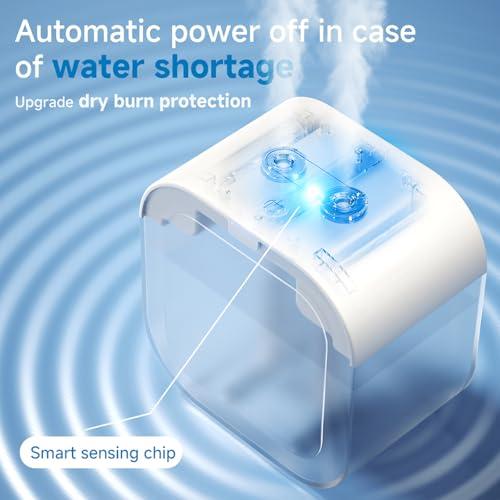 USB Humidifier with 7 Color Night Light, 1L Transparent Water Tank, Ultrasonic Quiet Cool Mist, 2-Speed Dual Mist, for Bedroom, Baby Room (high-level black)