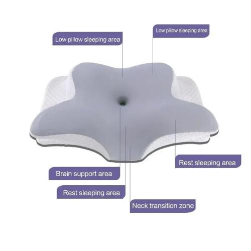 Long Memory Foam Pillow with Contoured Shape for Neck Support(Light Grey)