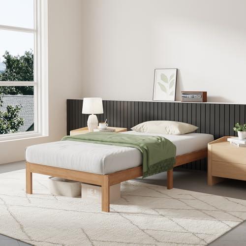 Novilla 12 Inch Wooden Twin Bed Frame, Classic Solid Wood Platform Bed Frame Twin Size, Sturdy Wood Slat Support, No Box Spring Needed, Easy Assembly