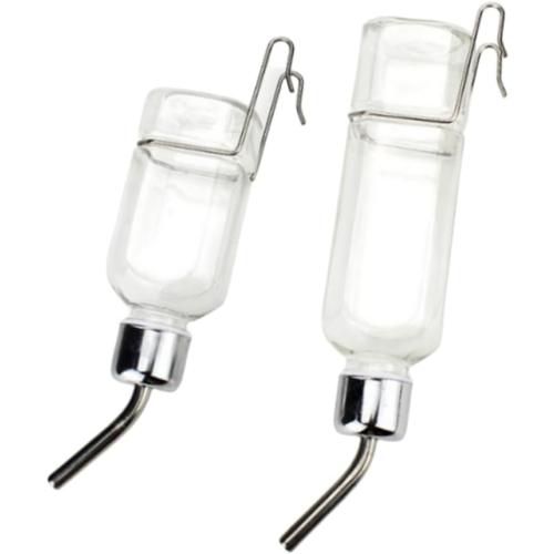 2 Pcs Pet Cage Water Bottle No Drip Small Animal Water Bottle, Hanging Waterer for Rabbit, Guinea Pig, Hedgehog, Squirrel, Rat, Chinchilla, Hamster Dispenser Bottle