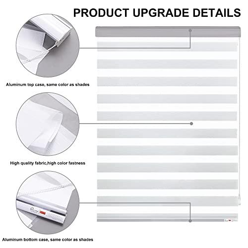 Zebra Roller Window Blinds,Custom Cut to Size,Roller Blinds Dual Layer Roller Shade Blinds, White,Fixed 72 InchesHigh,40 Inches Width