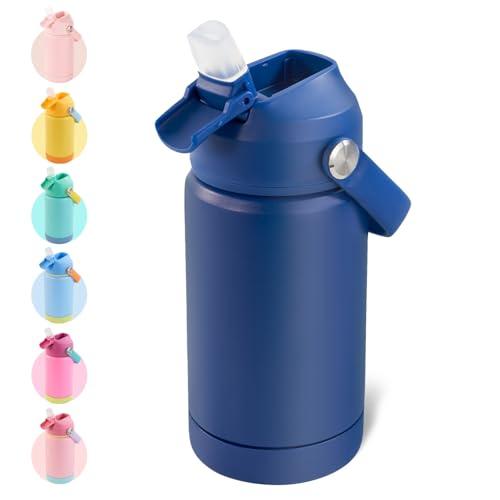 Kerilyn 12oz Kids Water Bottle, Stainless Steel Insulated Water Bottle, Toddler Cup with Straws Leak-Proof, Kids Water Bottles for School Boys Girls, BPA Free, Blue