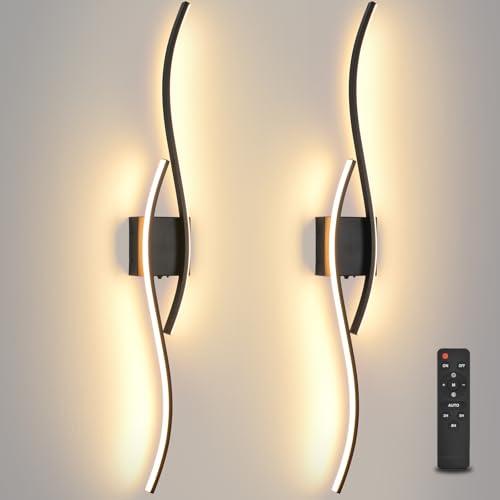 Battery Operated Wall Sconces Set Of Two, black LED dimmable wireless wall sconce with remote control, USB rechargeable wall lights for Living Room Bedroom Hallway Background