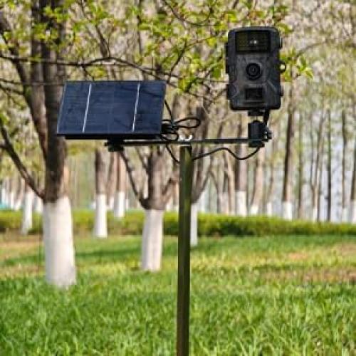 Trail Camera Stand 1/4 Tripod Multi-Pivot Stable Rugged Steel Hunting Trail Camera & Solar Pak Battery Mounting Post (2)