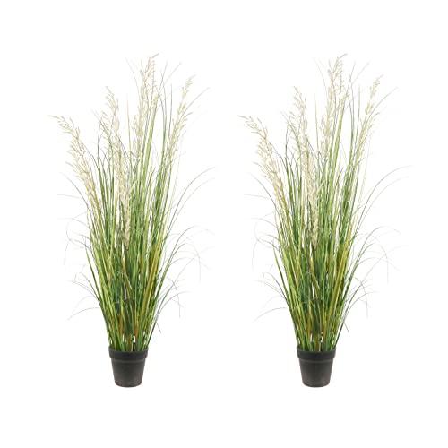 Artificial Plant, 47in Tall, 2pk Grass, Faux House Plant in Pot, Indoor Decorative Flowers & Plants, Housewarming Gift