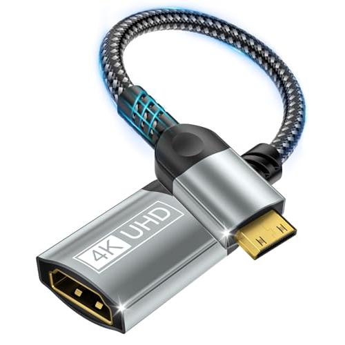 Mini HDMI to HDMI Adapter, 4K@60Hz 1440P@144Hz Mini HDMI Male to HDMI Female Extender Cable HDR 3D Compatible with Raspberry Pi Zero Camera TV Laptop Portable Monitor HDTV Camcorder