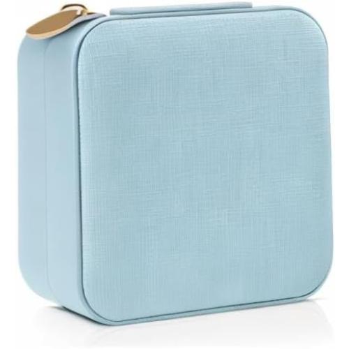 Vlando Small Travel Jewelry Box Organizer Display Case for Girls Women Gift Rings Earrings Necklaces Storage, Blue