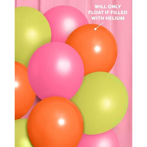 xo, Fetti Pink, Orange   Green Balloon Pack – 24 Latex Balloons | Summer Tropical Party, Palm Royale, Island Hawaiian Birthday Decorations, Party, Beach Pool Supplies
