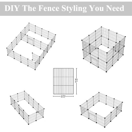 LURIVA Small Animal Playpen, Guinea Pig Cages, Pet Playpen, Rabbit Cage,Small Animal Cage, Puppy Kitten Dog Playpen, Indoor Outdoor Portable Metal Wire Yard Fence,15 X 12 Inch, 16 Panels, Black.