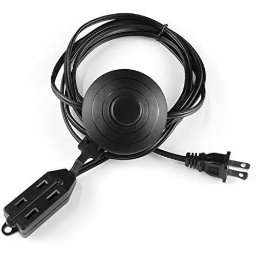 8 Feet Indoor 3 Outlet Extension Cord with Foot Switch - with Safety Water Proof Cover (Single)