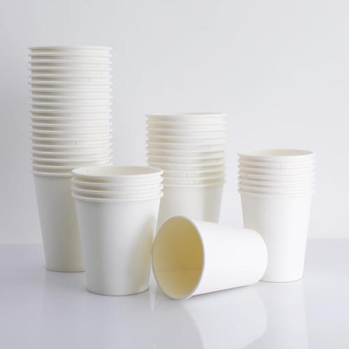 Amazon Basics Disposable Paper  coffee Cups with lids for Hot and Cold Beverages, 12 ounces, White,