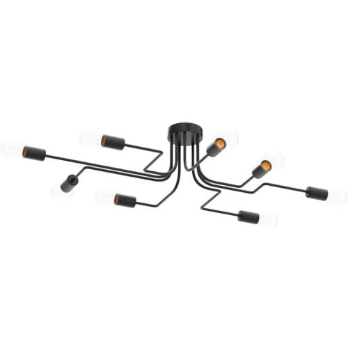 Lingkai 8 Lights Sputnik Ceiling Light Fixture Industrial Chandelier Semi Flush Mount Light Fixtures with Matte Black Finish for Living Room Bedroom Dining Room