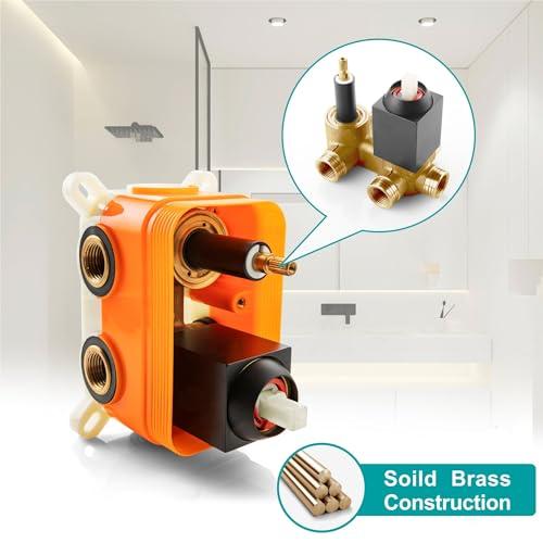 SKOWLL Shower Valve 3 Function Matte Black Wall Mount Shower Valve Kit Replacement 3 Way, Single-Handle Bathtub Water Control Valve Trim Rough in Valves Included