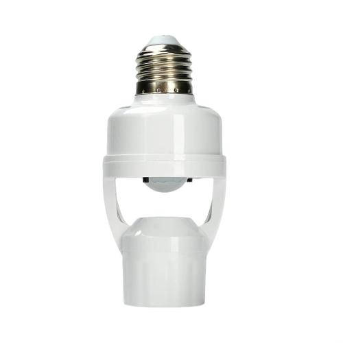 E26/E27 Motion Sensor Light Socket Adapter – Smart Screw-in Bulb Holder with PIR Motion Detection, Automatic On/Off for Garage, Storage Room, Basement & Closet