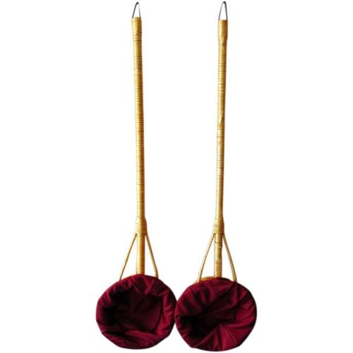 Round Collection Basket with Burgundy Liner and 35 inch Handle, Set of 2