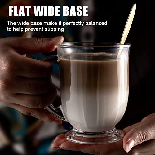 Clear Glass Coffee Mugs Set of 4, Diner Mugs16 OZ, Large Glass Beer Cups with Handle,Bottom Nine-Sided Mug for Men and Women Hot Beverages,Tea, Cappuccino, Latte, Espresso, Juice Mothers‼️one missing‼️