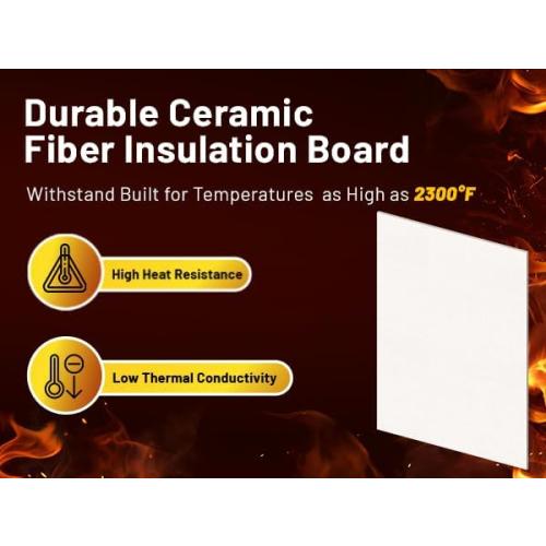 Lynn Manufacturing 1/2” Thick 24 x 36 2300F Smoke Free Ceramic Fiber Board Fireproof Insulation, 3324A