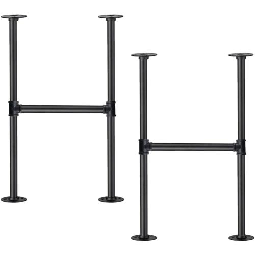 Industrial Pipe Table Leg Set,Metal Legs for Coffee and End Tables, Desks, Nightstand,2Pcs, 28 H × 14 W(Black)