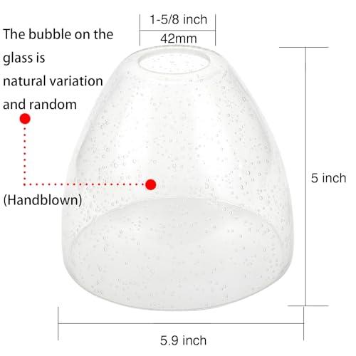 3 Pack Clear Seeded Bubble Bell Glass Lamp Shade Replacement, 1-5/8 Fitter