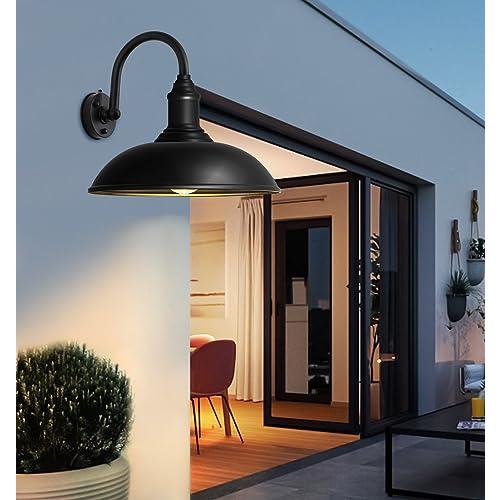Large 18 Outdoor Barn Gooseneck Light Dusk to Dawn, Classic Farmhouse Barn Wall Sconce, Gooseneck Lighting for Porch, Garage