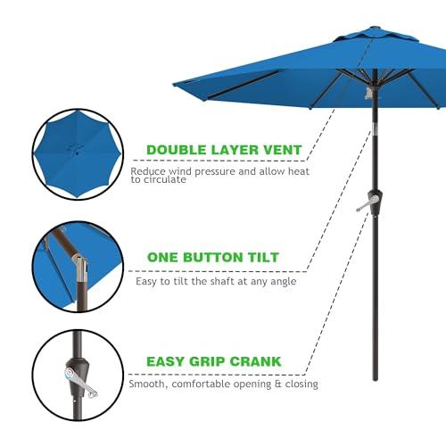 9 FT Patio Umbrella for Outdoor, Outdoor Umbrella with Push Button Tilt and Crank, Outdoor Patio Umbrellas with 8 Sturdy Ribs for Market, Garden, Deck, Backyard, Pool (Royal Blue)