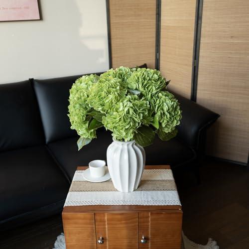 DUYONE 3Pcs Real Touch Hydrangea Artificial Flowers,Green 3Pcs