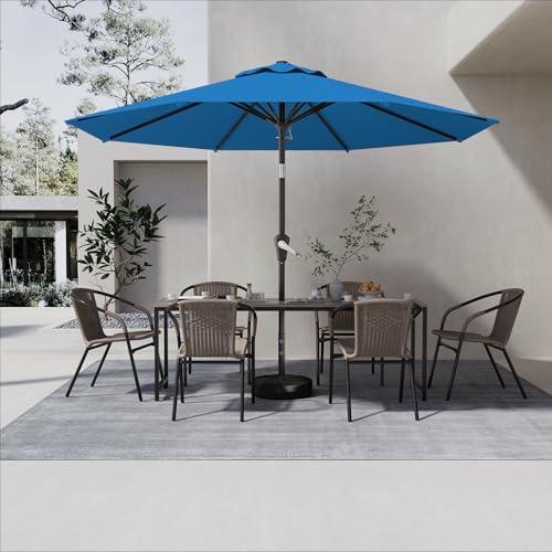 9 FT Patio Umbrella for Outdoor, Outdoor Umbrella with Push Button Tilt and Crank, Outdoor Patio Umbrellas with 8 Sturdy Ribs for Market, Garden, Deck, Backyard, Pool (Royal Blue)