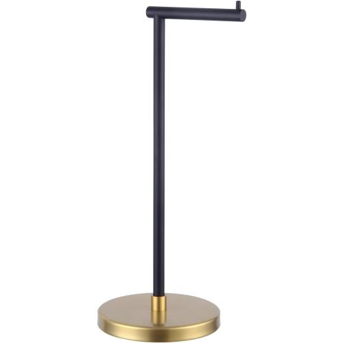 GERZWY Bathroom Toilet Paper Holder SUS 304 Stainless Steel Stand Modern Paper Towel Holder Free Standing for Countertop (Black & Gold) DZY002-BD
