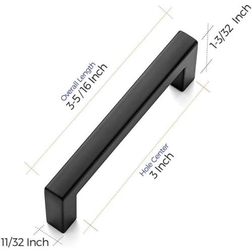Ravinte 30 Pack Size 3 inch  Solid 3 Inch Center to Center Slim Square Bar Drawer Handles Kitchen Cabinet Handles Black Drawer Pulls Kitchen Cabinet Hardware Matte Black Dresser Pulls for Cupboard