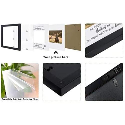 KCRasan Pet Memorial Picture Frame, Sympathy Gift, Dog Cat Tribute,Black