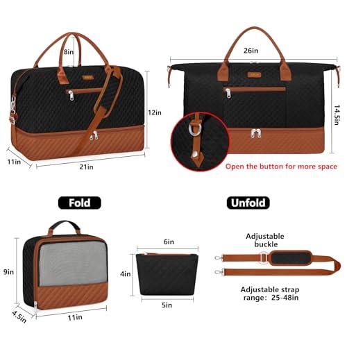 ITIEZY Weekender Bag for Women 21.5 Travel Duffel Large Carry On Bag 3PCS