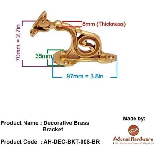 Adonai Hardware Decorative Brass Handrail Bracket (Polished Chrome)- Supplied as 2 Pieces per Pack