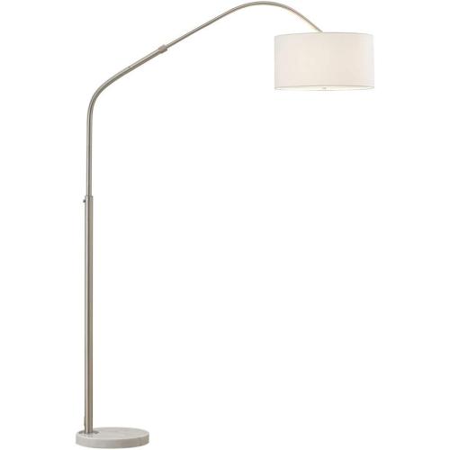 HOMEGLAM Aero 81H Retractable Arch Floor Lamp (Brushed Nickel/White Shade)