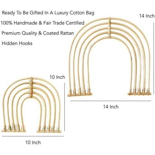 BEBE BASK Rattan Rainbow Nursery Decor Set of 2 - Handmade - Rainbow Decor for Girls Room - Wall Decorations