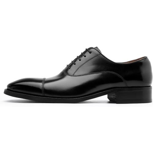 DESAI Men’s Dress Shoes with Genuine Leather in Classic Formal Oxford Leather Shoes for Men 9.5
