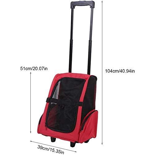Pet Trolley Backpack, Double Shoulder Bag, for Traveling with Dogs and Cats-Red