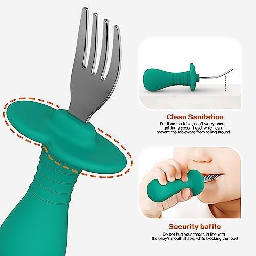 4Pcs Toddler Forks, Stainless Steel Baby Self-Feeding Utensils, BPA-Free