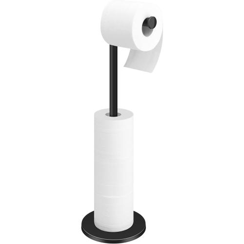 TACGEA Toilet Paper Holder Stand, Bathroom Toilet Paper Roll Holder Stainless Steel Free Standing, Storage for 4 Rolls of Paper, Matte Black
