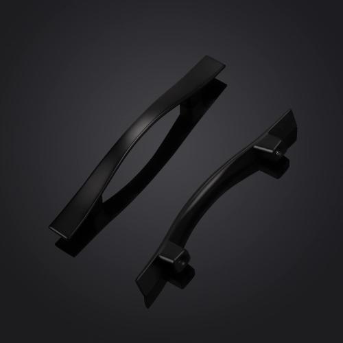 KNOBWELL 6 Pack 3 inch Black Cabinet Handles, Wave Style Black Handles for Cabinet and Cupboard, Dresser Drawer Pulls Matte Black, 3 inch Hole Center