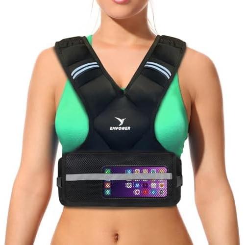 EMPOWER Weighted Vest for Women with Reflective Strips – Fixed 8lbs, Adjustable 4-10lbs (4 in1) or Adjustable10-16lbs (4 in 1), Strengthen Muscles, Boost Bone Health, and Burn More Calories for Workout - Rucking Vest