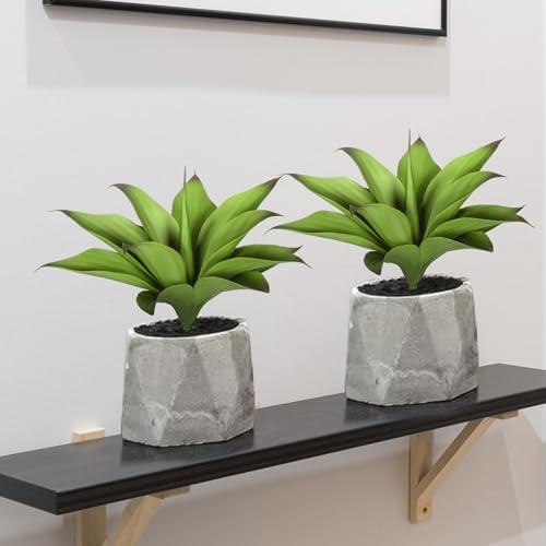 Artificial Agave Plants, UV Resistant Fake Agave Planters for Indoor and Outdoor Decorating Artificial Plants for Outdoors Fake Plants (2Pack, 12.6) Green